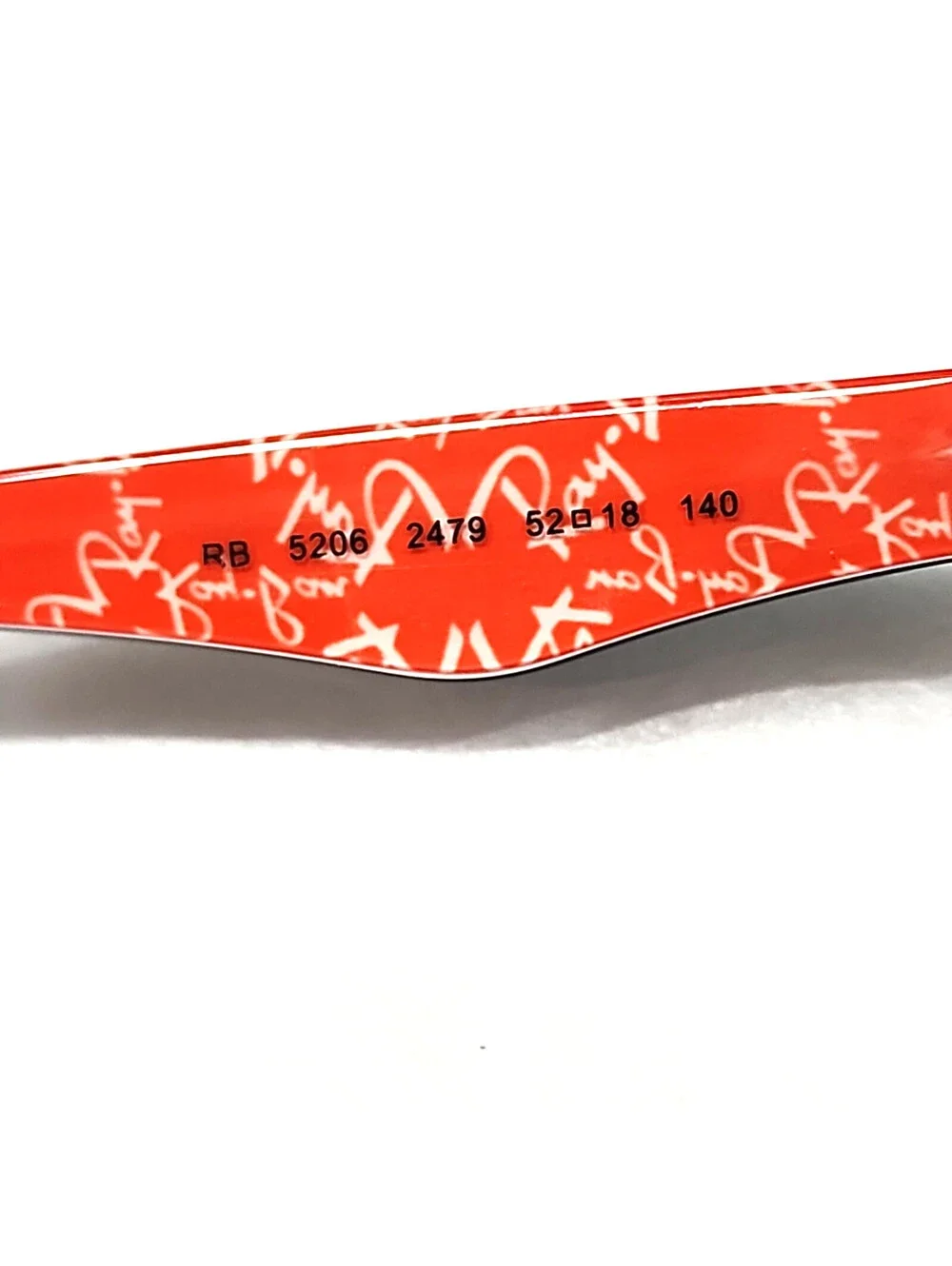 Ray Ban RB5206 2479 Black Red Rectangle Eyeglasses 52-18 140